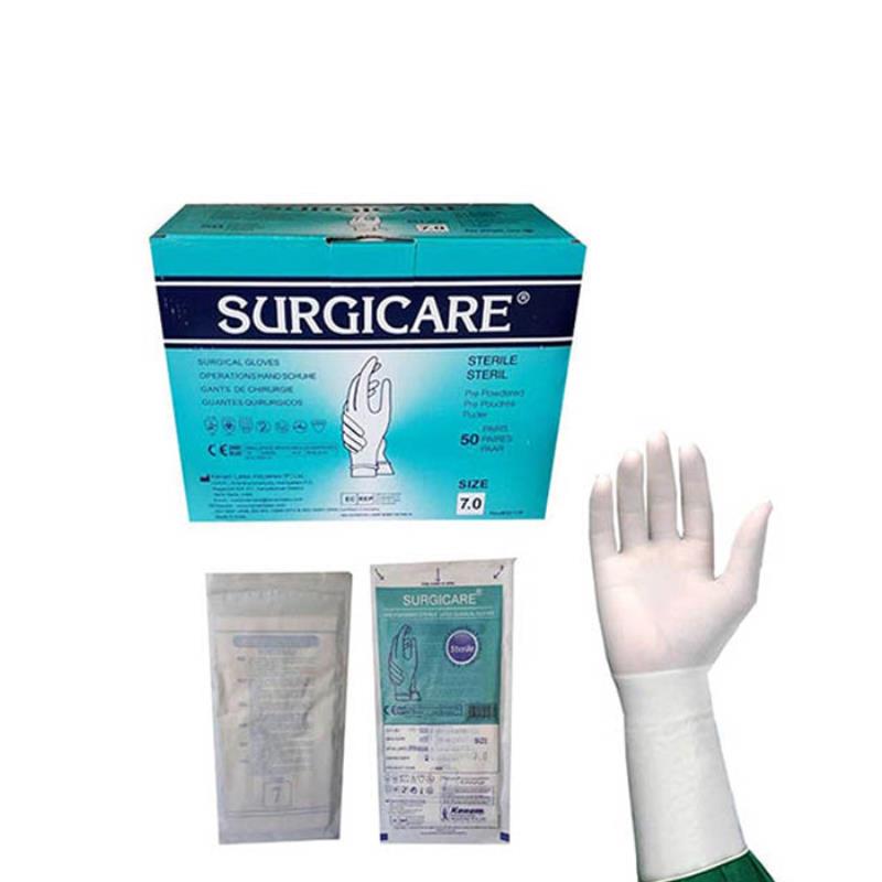 دستکش جراحی پودر دار Surgicare در سایز 7/8 و 8 و 7