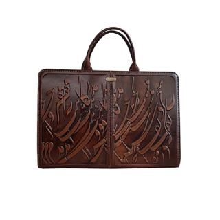 کیف دستی زنانه چرم نگار طرح سیاه مشق مدل ۲۰۵۰۷۹