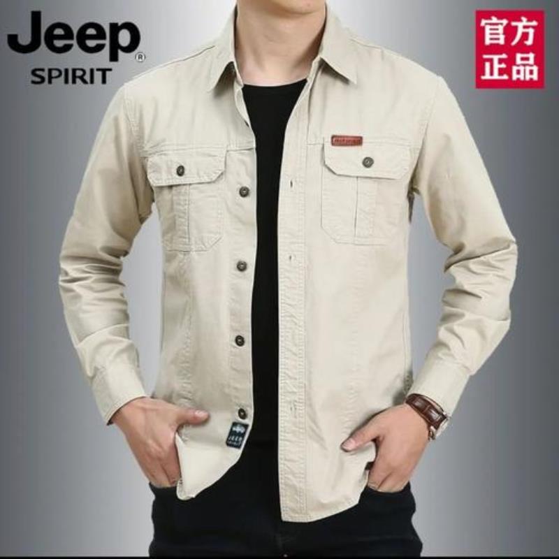 پیراهن کتان مردانه آستین بلند مارک jeep