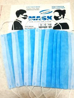 ماسک سه لایه پزشکی رنگ آبی کاربنی