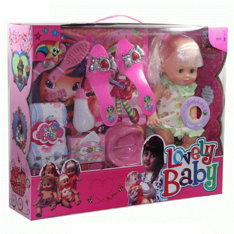 عروسک بی‌بی لاولی با لوازم و دمپایی کد 01