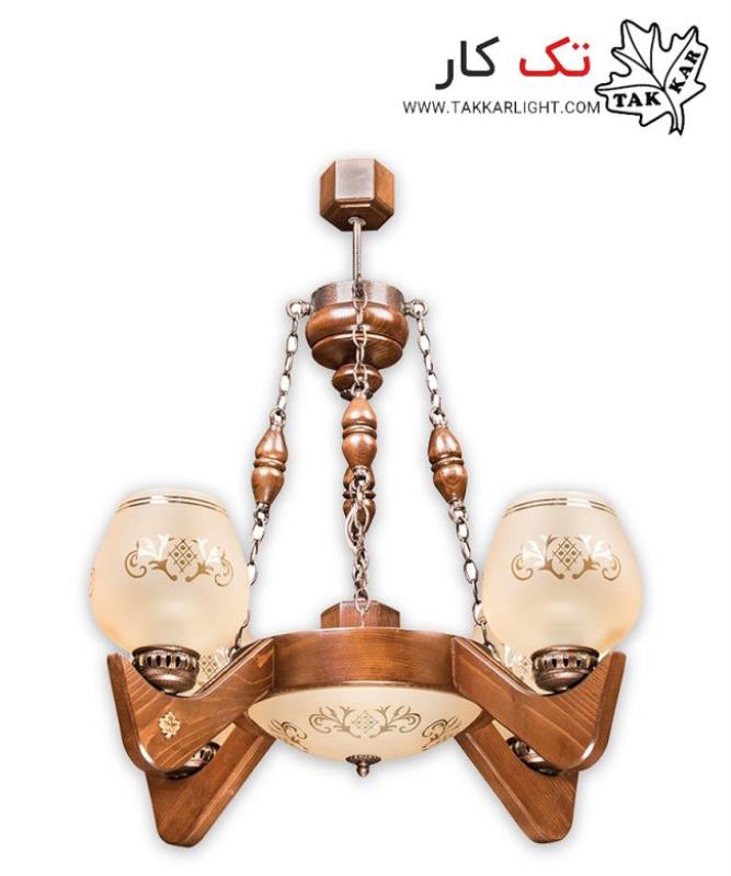 لوستر چوبی عدسیخور چهار شعله طرح نایک