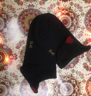 جوراب مچی ساده مشکی قلبی