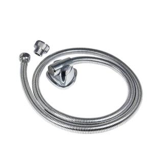 شلنگ توالت برنجی ریابی- ریز بافت کروم