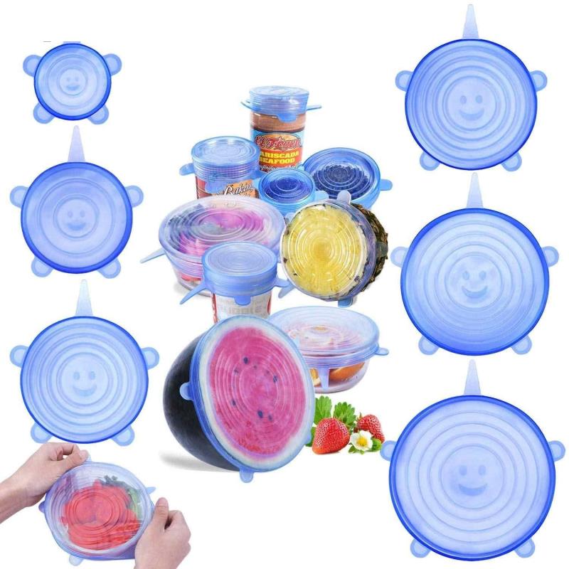 درپوش سیلیکونی محافظ غذا آبی مجموعه 6 عددی
