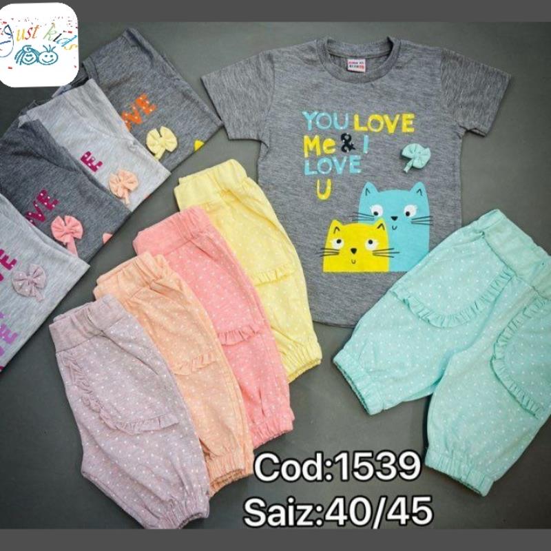 تیشرت شلوارک دخترانه گربه ملوس سایز ۴۵