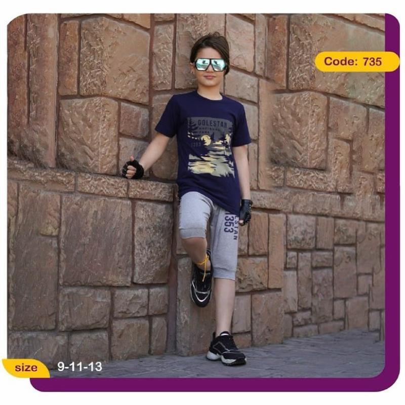 تیشرت شلوارک پسرانه طرح جنگل گلستان سایز ۶۰