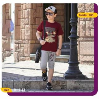 تیشرت شلوارک پسرانه  طرح جنگل گلستان سایز ۶۵