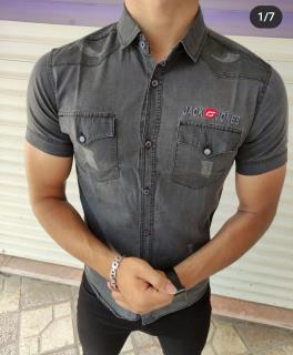 پیراهن آستین کوتاه خاکستری جک جونز