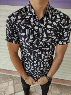 پیراهن هاوایی طرح گیتار جدید