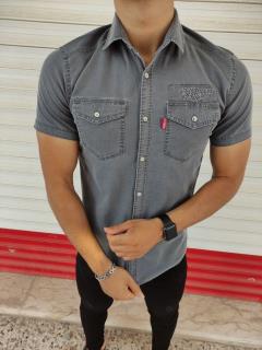 پیراهن آستین کوتاه دو جیب طوسی