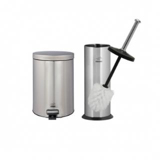 سرویس سطل 3لیتری سایلنت استیل و برس توالت استیل مشکی