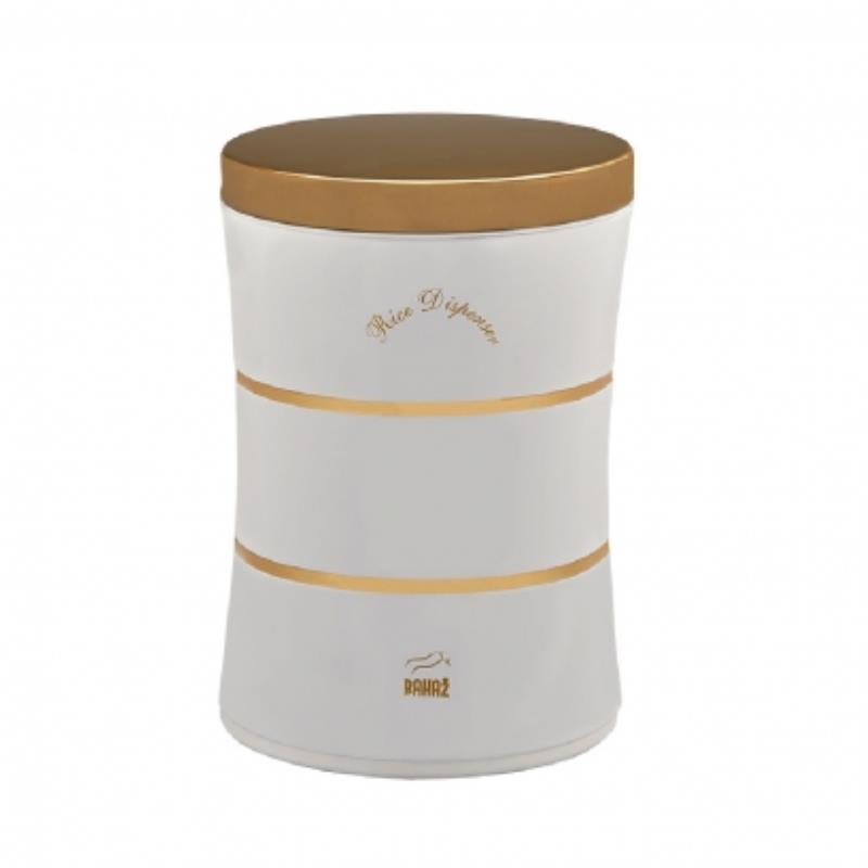 سطل برنج بدون پیمانه کمر باریک دوخط سفید در استیل طلایی
