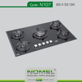 اجاق گاز رومیزی توکار پنج شعله شیشه ای تایمر دیجیتال