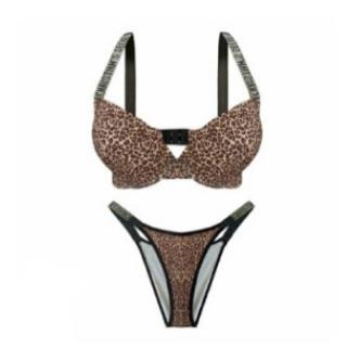 ست شورت و سوتین زنانه مدل پلنگی نگینی