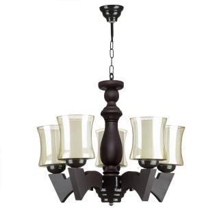 لوستر چوبی ۵ شاخه طرح تیک دو گلس br