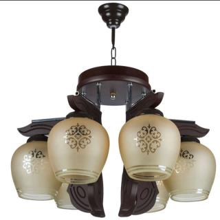 لوستر چوبی ۶ شعله چوبی br