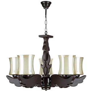 لوستر چوبی ۵ شاخه بال فرشته br