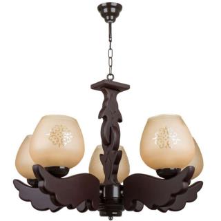 لوستر چوبی ۵ شاخه بال فرشته br