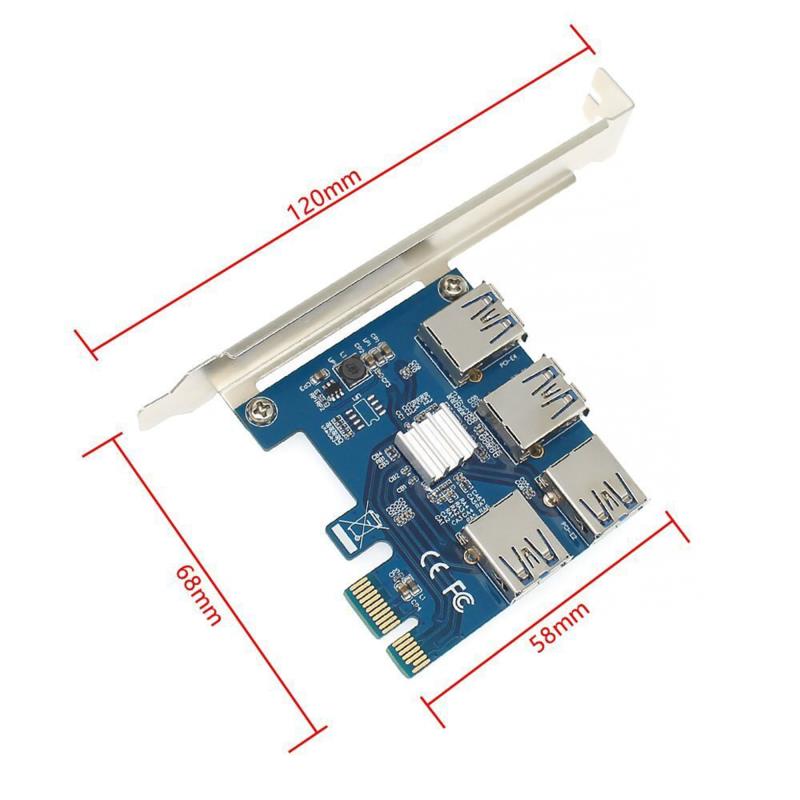 مبدل پورت PCI-e 1x به 4 پورت PCI-e 16x USB رایزر