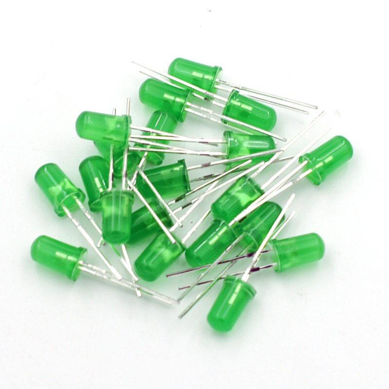 LED سبز 5 میلی متر خودرنگ ( بسته 100 عددی )