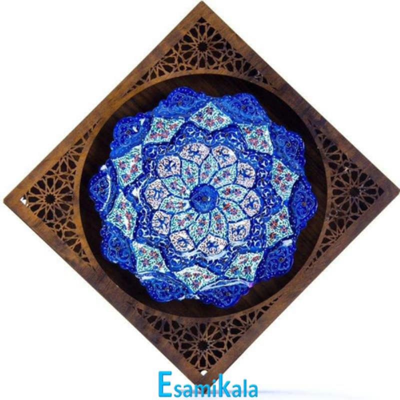 بشقاب میناکاری 16 سانتی با جعبه مشبک