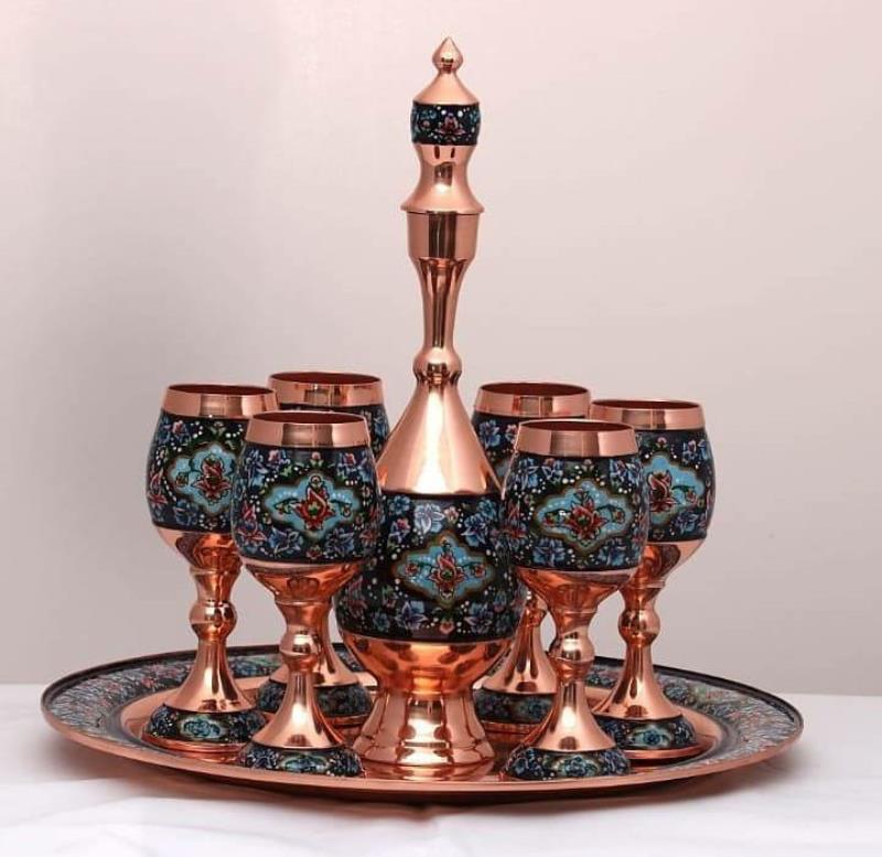 سرویس هشت پارچه ی شربت خوری مس پرداز