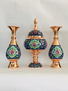 ست گلدان و شکلات خوری مس پرداز