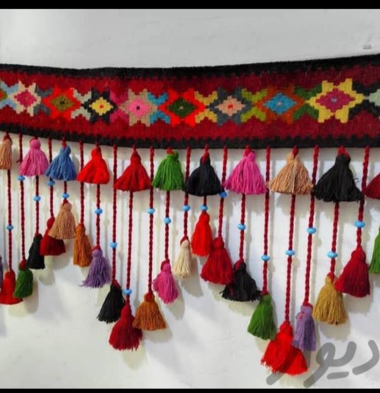 پرده سنتی دست بافت با نخ پشم گلیم دستبافت