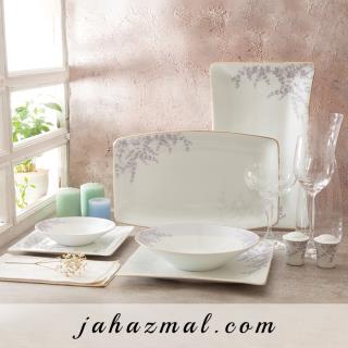 سرویس چینی زرین طرح فرن بنفش 97 پارچه (عالی)