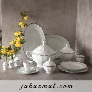 سرویس چینی زرین طرح ایساتیس پلاتینی 103 پارچه(درجه یک)