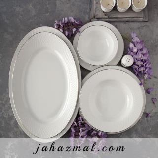 سرویس چینی زرین طرح زرین102 پارچه سفید لب طلا(عالی)