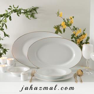 سرویس چینی زرین طرح زرین 28 پارچه سفید لب طلا(درجه یک)