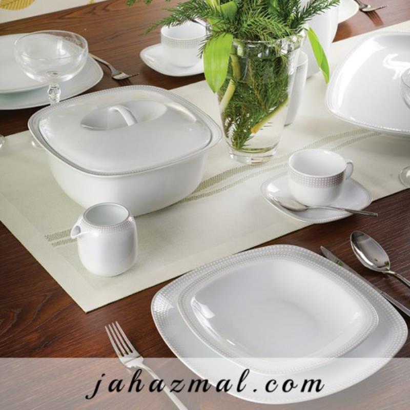 سرویس چینی زرین طرح مون بلان طوسی 98 پارچه(درجه یک)