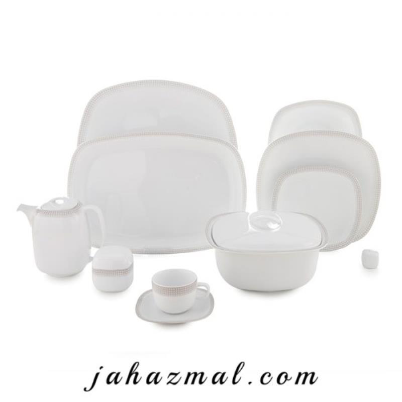 سرویس چینی زرین طرح مون بلان طوسی 98 پارچه(درجه یک)