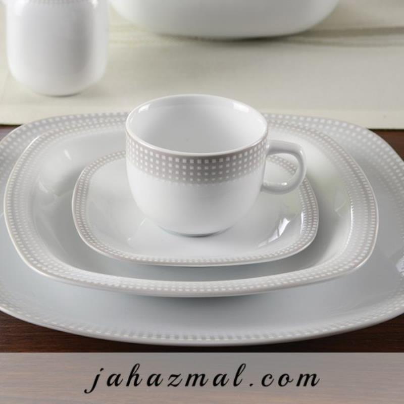 سرویس چینی زرین طرح مون بلان طوسی 98 پارچه(درجه یک)