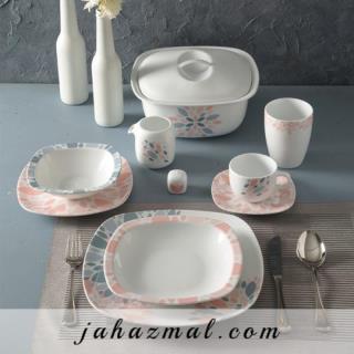 سرویس چینی زرین طرح سلنا صورتی 98 پارچه(عالی)