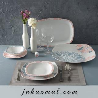 سرویس چینی زرین طرح سلنا صورتی 27 پارچه(درجه یک)