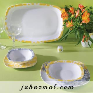 سرویس چینی زرین طرح سلنا زرد 98 پارچه(درجه یک)