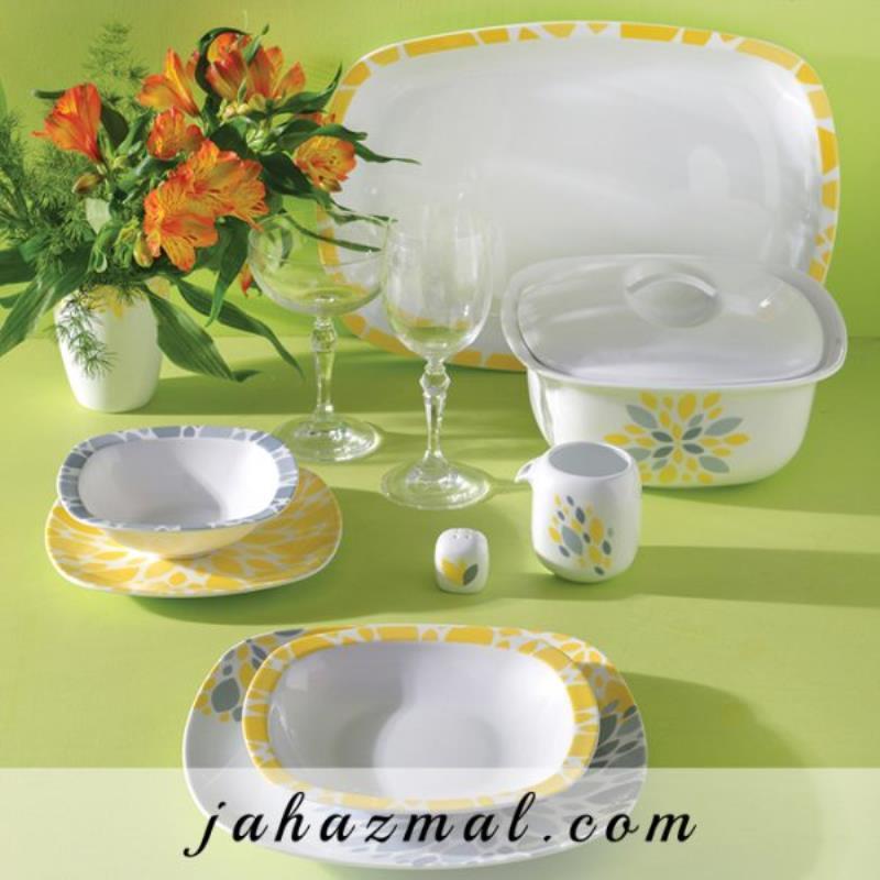 سرویس چینی زرین طرح سلنا زرد 27 پارچه(عالی)