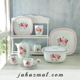 سرویس چینی زرین طرح والنسیا قرمز 98 پارچه(درجه یک)