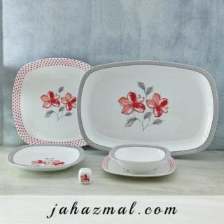 سرویس چینی زرین طرح والنسیا قرمز 27 پارچه(عالی)