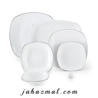 سرویس چینی زرین طرح سمن کواترو 27 پارچه سفید لب نقره(عالی)