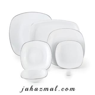 سرویس چینی زرین طرح سمن کواترو 27 پارچه سفید لب نقره(درجه یک)