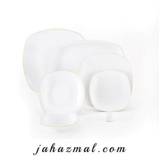 سرویس چینی زرین طرح سمن کواترو 27 پارچه سفید لب طلا(درجه یک)
