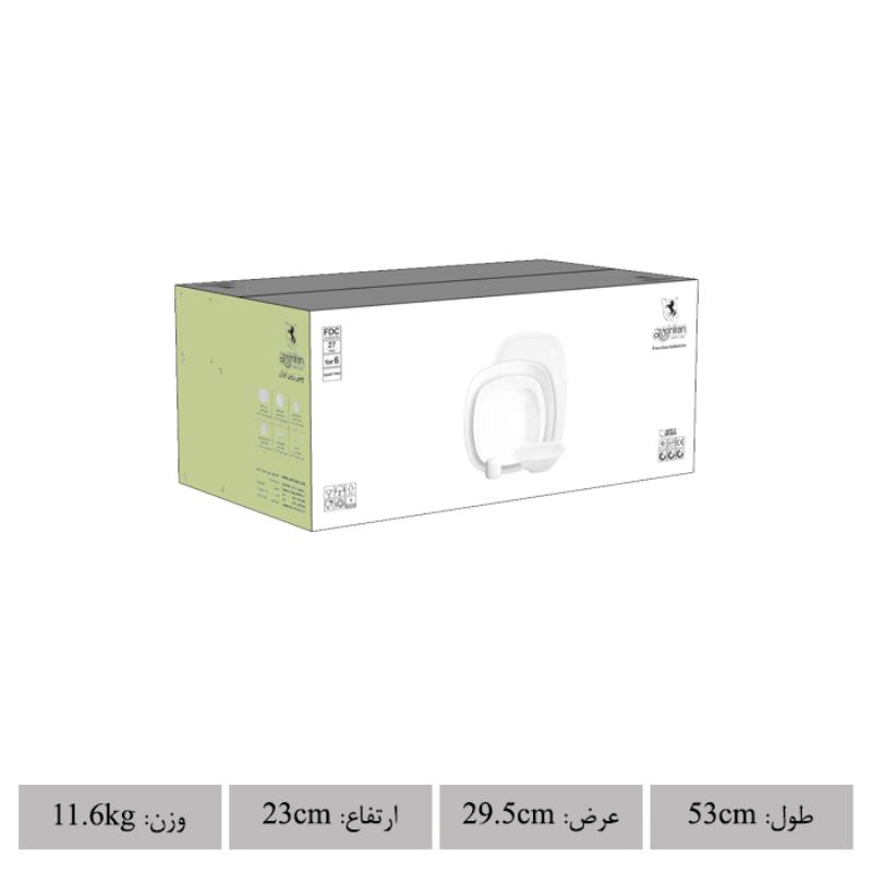 سرویس چینی زرین طرح سمن کواترو 27 پارچه سفید لب طلا(درجه یک)