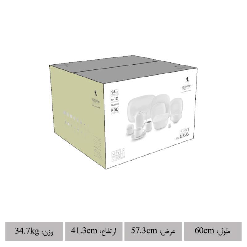 سرویس چینی زرین طرح سمن کواترو 98 پارچه سفید لب طلا(عالی)