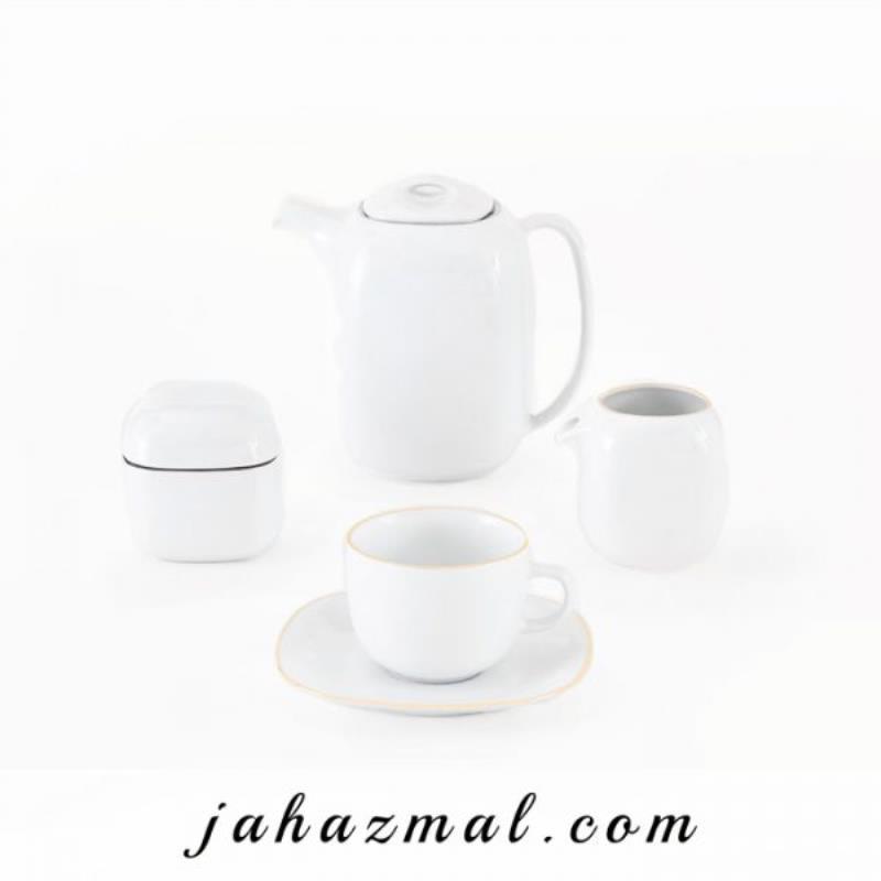 سرویس چینی زرین طرح سمن کواترو 98 پارچه سفید لب طلا(عالی)