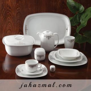 سرویس چینی زرین طرح مونت کارلو پلاتینی 98 پارچه(درجه یک)