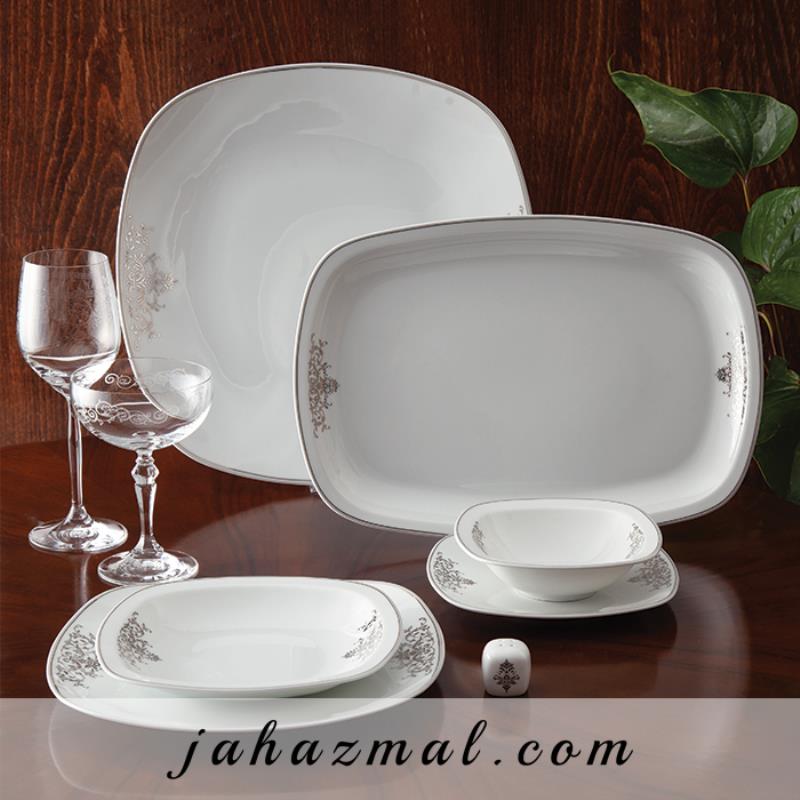 سرویس چینی زرین طرح مونت کارلو پلاتینی 98 پارچه(درجه یک)